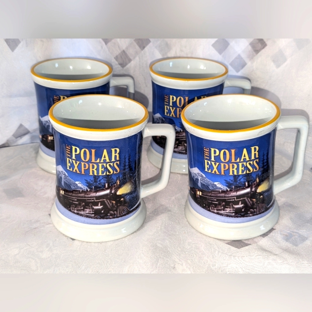 Polar Express Train Ride "BELIEVE" Hot Chocolate/Coffee Mug Set Of 4